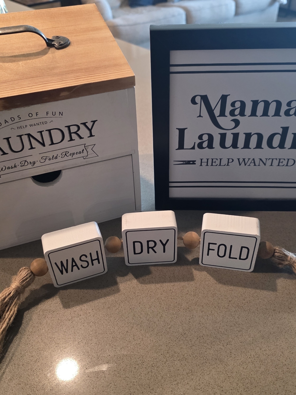 Hobby Lobby White and Natural Laundry Block Set